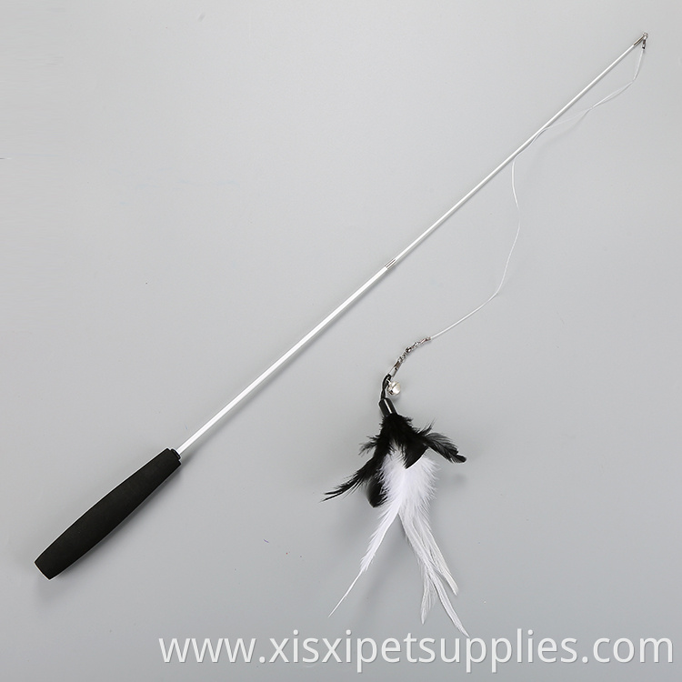 Colorful New Design Fishing Rod Cat Feather Wand Cat Teaser Stick Toy